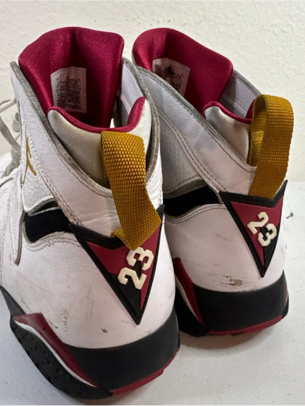Jordan Men’s White with Red and Gold High-Top Athletic Sneakers